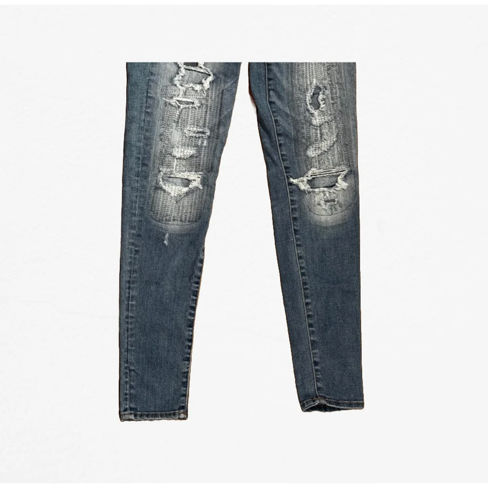 Women's American Eagle Blue Distressed Super Stretch Jeggings Size 2 R